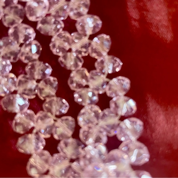 Vintage Clear Faceted Czech Glass Barrel Bead Bracelet - Picture 2 of 3